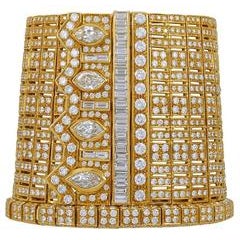 Wide Diamond Gold Manchette Cuff Bracelet 1