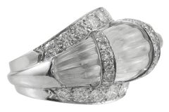 DAVID WEBB Rock Crystal Fluted Bombe Ring