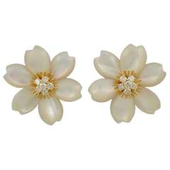 Vand Cleef & Arpels Mother of Pearl 'Rose de Noel' Earrings 6