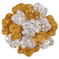 Van Cleef & Arpels Diamond Gold Platinum Flower Brooch/Pendant 11