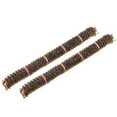 Van Cleef & Arpels Sapphire Emerald Diamond Bracelets 6