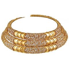 Marina B. Three Piece Diamond Gold Choker Necklace 8