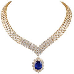 VAN CLEEF & ARPELS Diamond and Sapphire Necklace and Brooch/Pendant 1