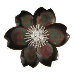 Van Cleef & Arpels Mother of Pearl "Rose de Noel" Diamond Brooch 9