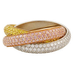 Cartier Pink, Yellow and White Diamond Trinity Ring 11