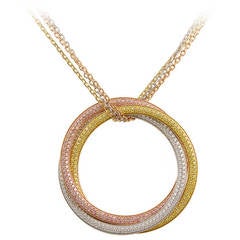 Cartier Yellow Pink and White Diamond Trinity Necklace 12