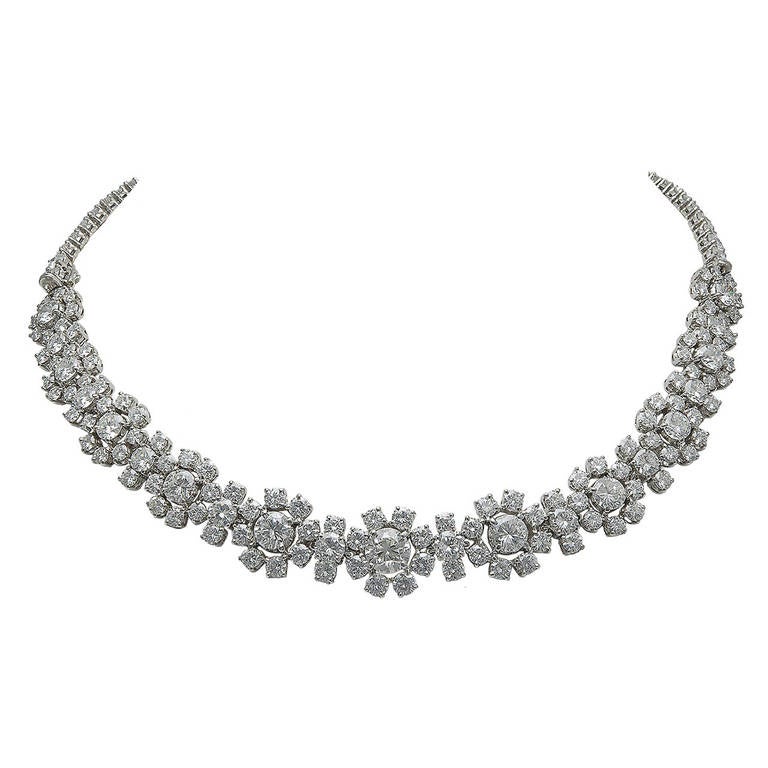 Van Cleef & Arpels Vintage Collection Diamond Flower Convertible Necklace For Sale