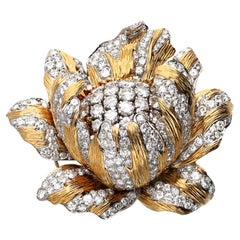 David Webb Vintage Collection Diamond Buttercup Flower Brooch