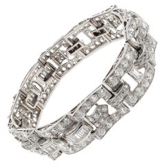 Art Deco Cartier Diamond Modernist Style Link Platinum Bracelet