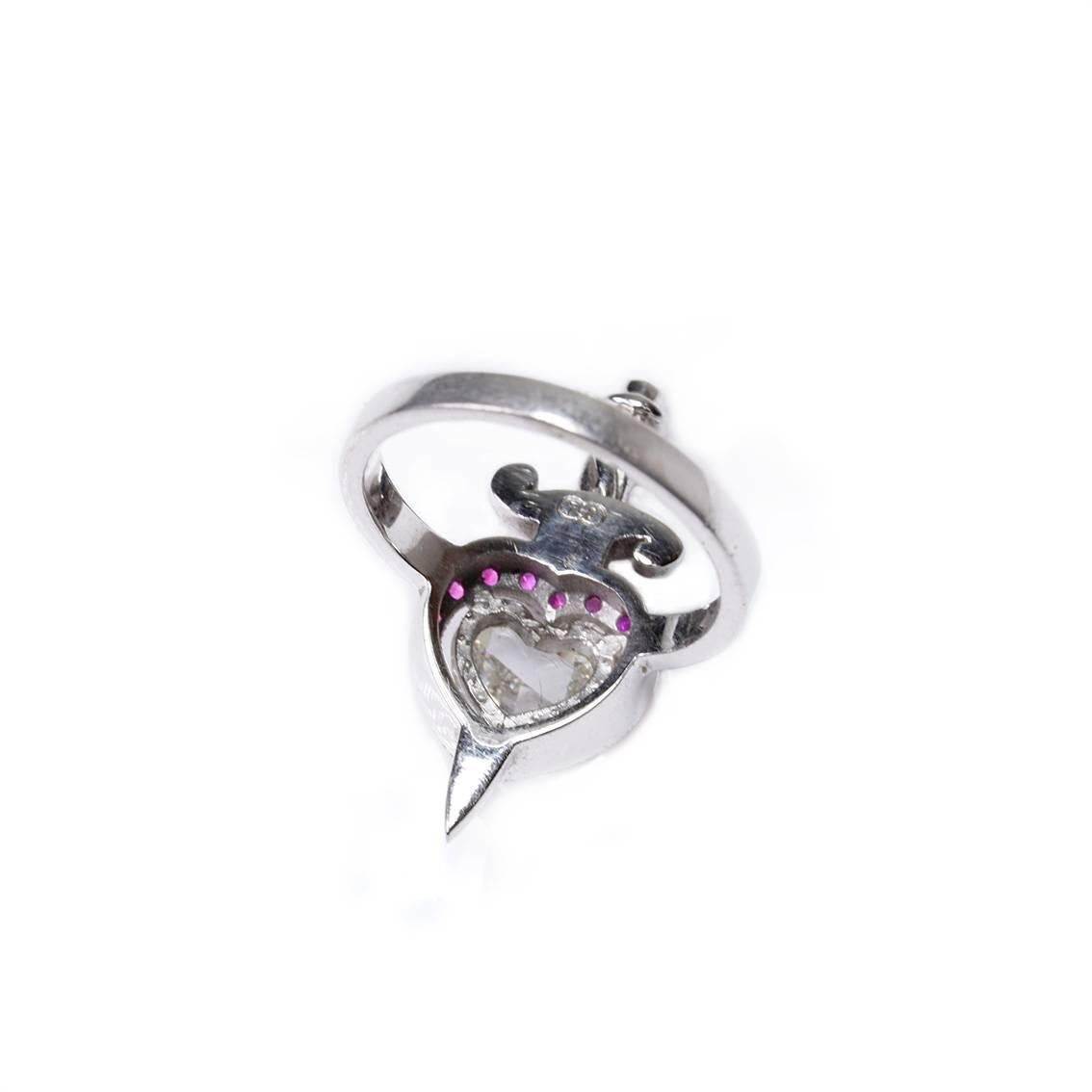 Heart and Dagger Ring in 18kt White Gold with Heart Shaped Diamond and ...