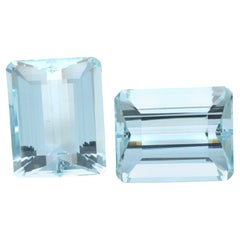 Pair of Brazilian Aquamarine 99.95 Carat Octagonal Cut Loose Gems