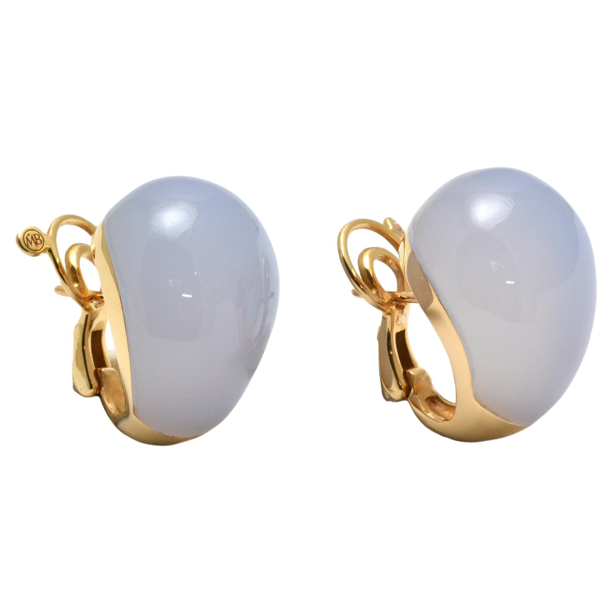 Chalcedony 18 KT Rose Gold Made in Italy  Balloon Earrings