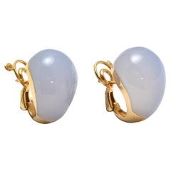 Antique Chalcedony 18 KT Rose Gold Made in Italy  Balloon Earrings
