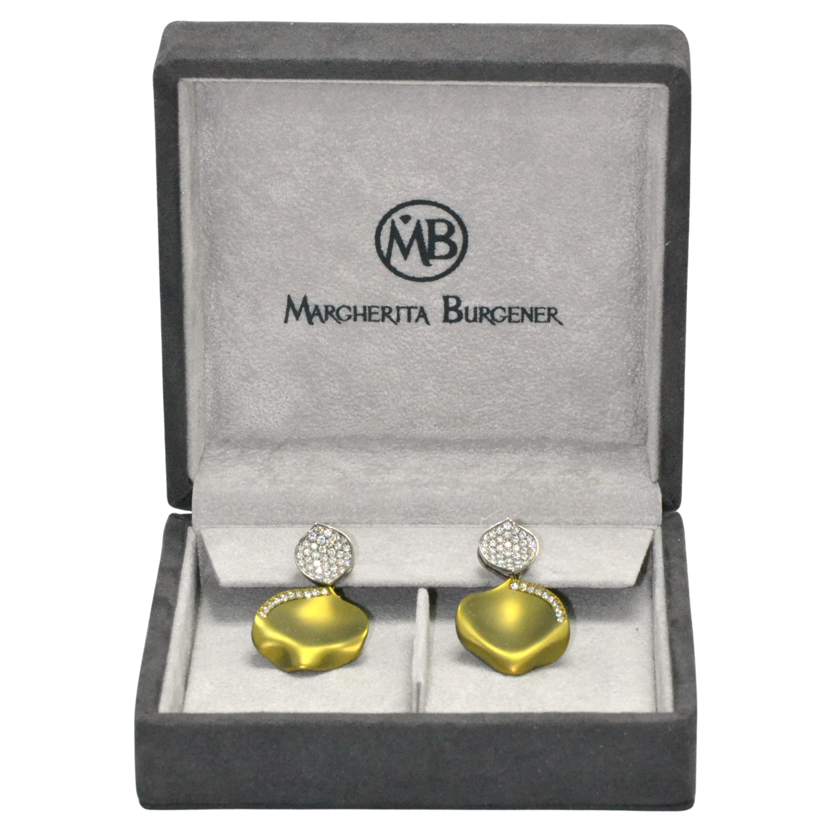 Contemporary Titanium Diamonds 18KT Rose Gold Made in Italy Petals Earrings Available Now