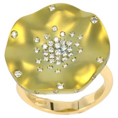 Anillo Morning Glory Oro Amarillo 18KT Titanio Dorado Diamantes