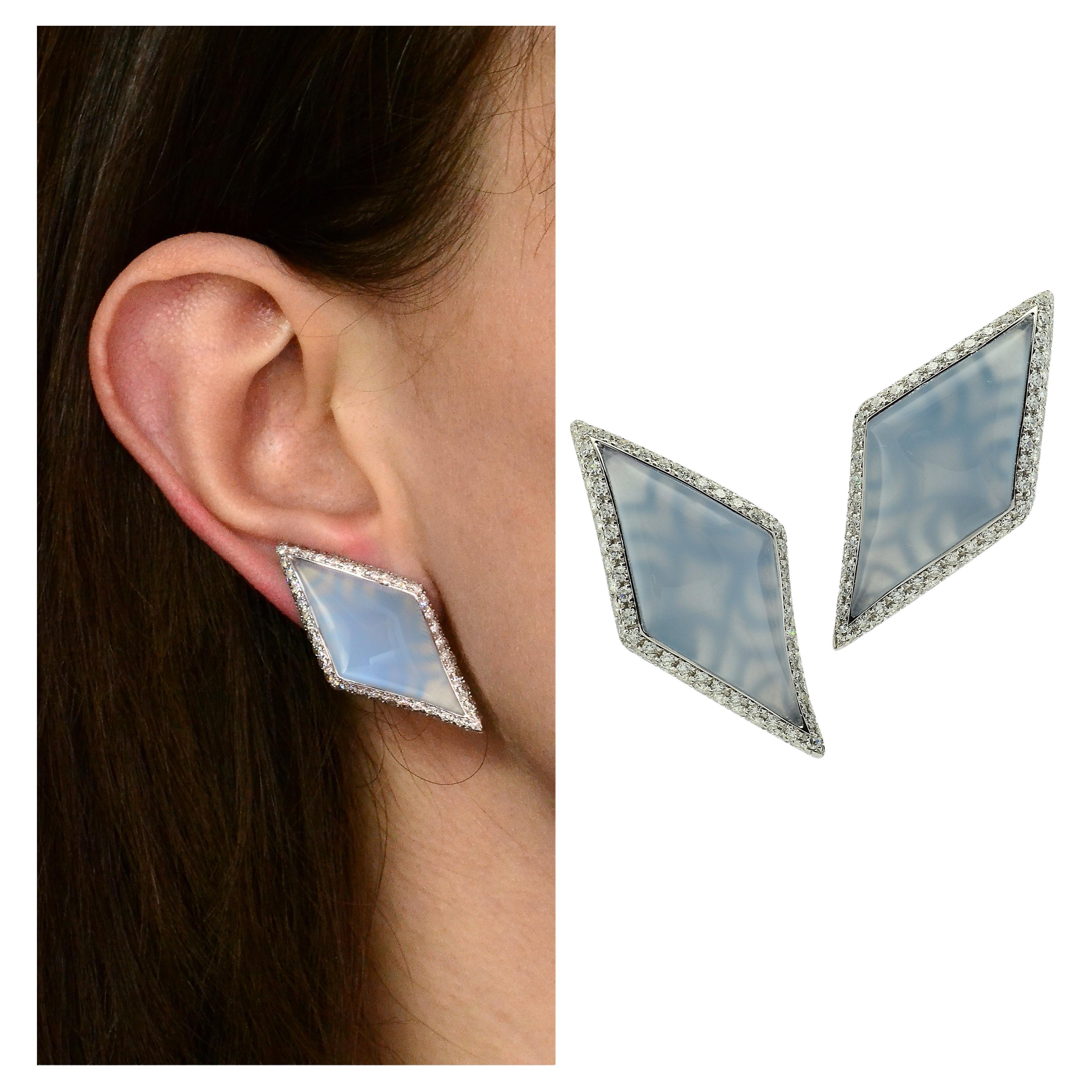 Chalcedony Clip-on Earrings