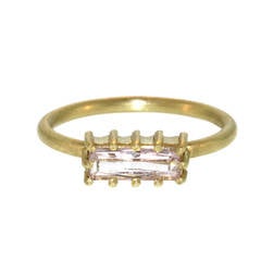Light Pink Sapphire Gold Baguette Ring