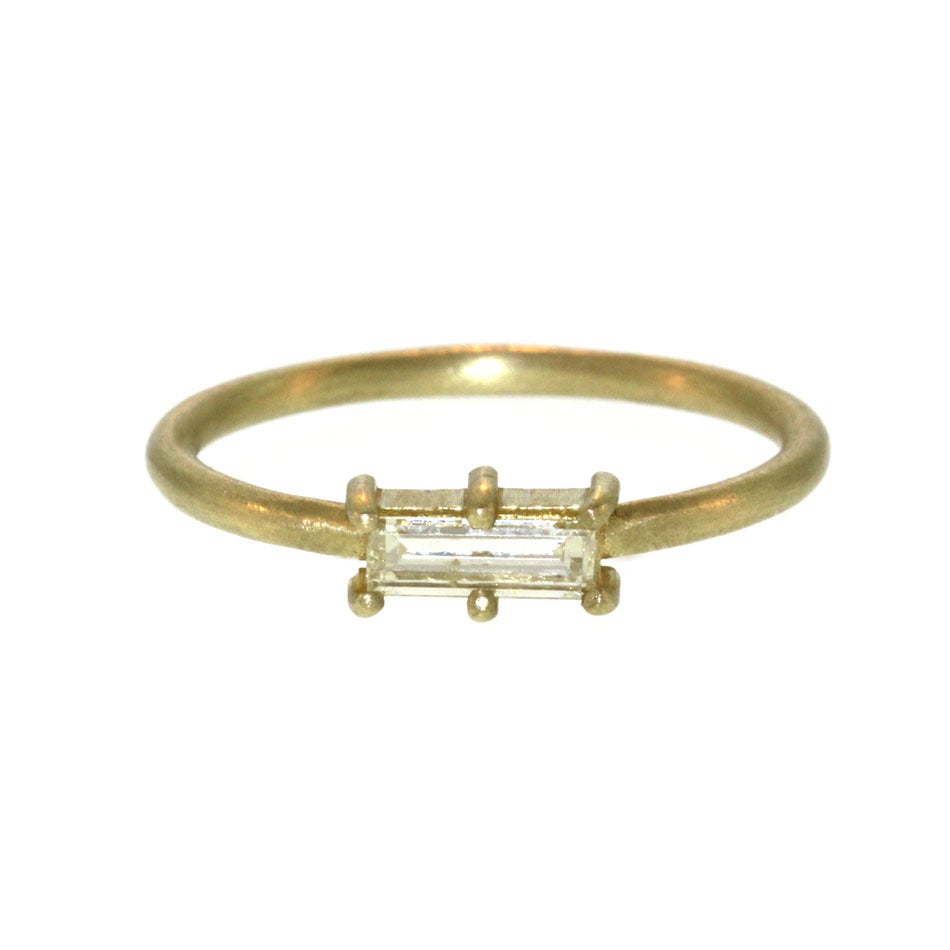 White Diamond Thin Baguette Ring For Sale