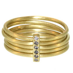 Five Part Diamond Gold Bar Ring