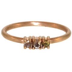 Triple Diamond Gold Ring