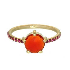 Fire Opal and Ruby Ring