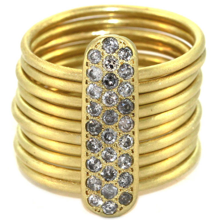 Triple Row Pave Bar on Gold Multibands at 1stDibs