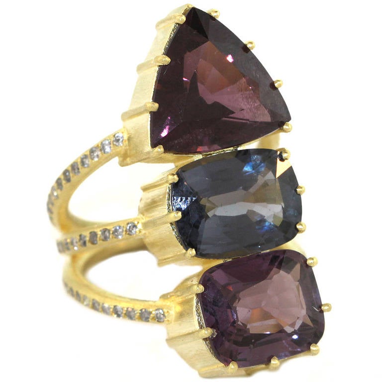 Multicolored Spinel Diamond Ring For Sale