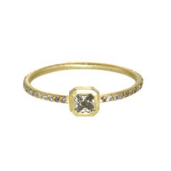 Square Diamond on Pavé Diamond Band