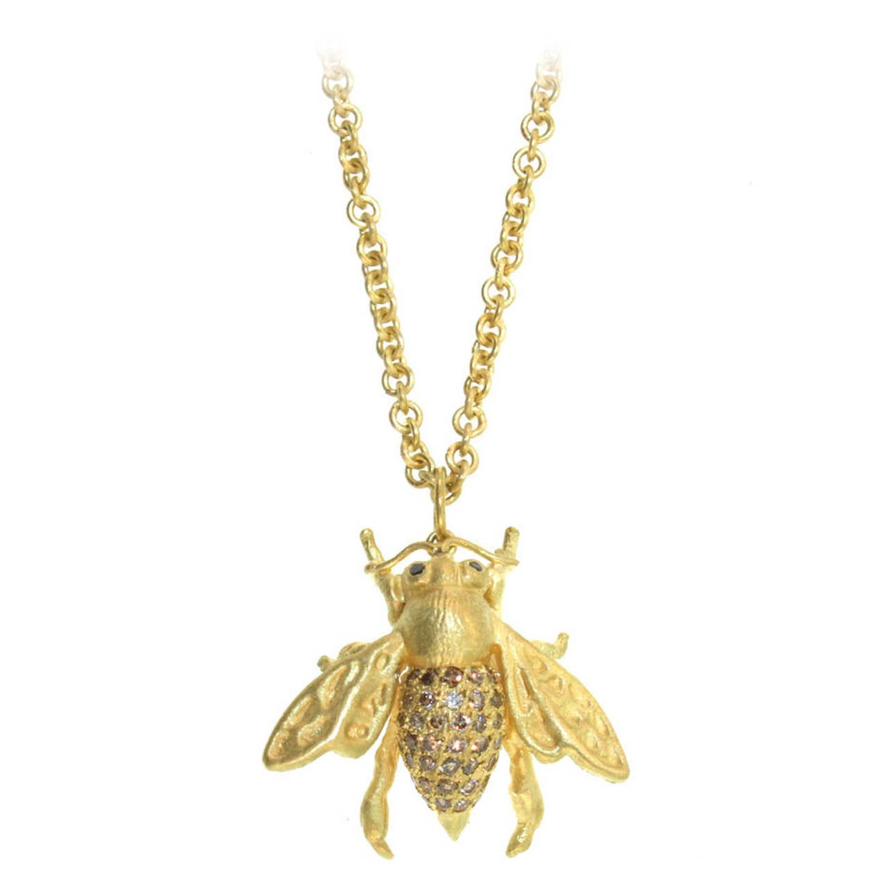 Diamond Gold Bee Necklace For Sale