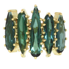 Green Tourmaline Gold Band Ring