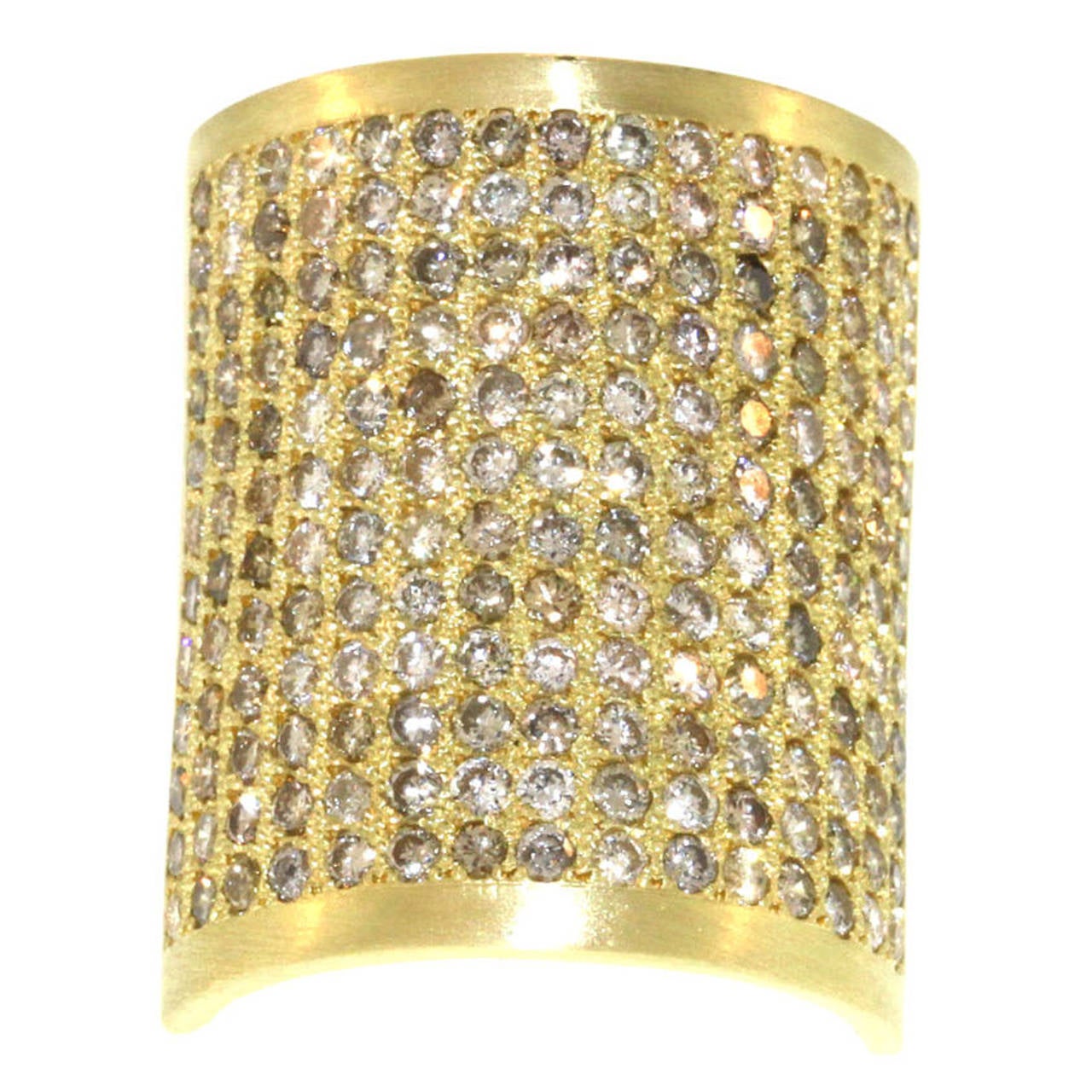Diamond Pave Gold Armour Ring For Sale