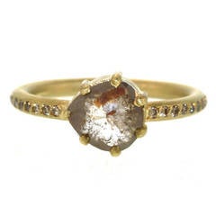 Taupe Diamond on pavé Diamond Gold Band Ring