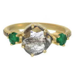 Opaque Diamond Emerald Ring