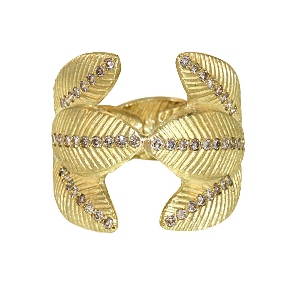 Diamond Gold Lotus Ring For Sale