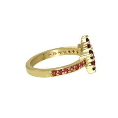 Ruby Sapphire Diamond Gold Flower Ring
