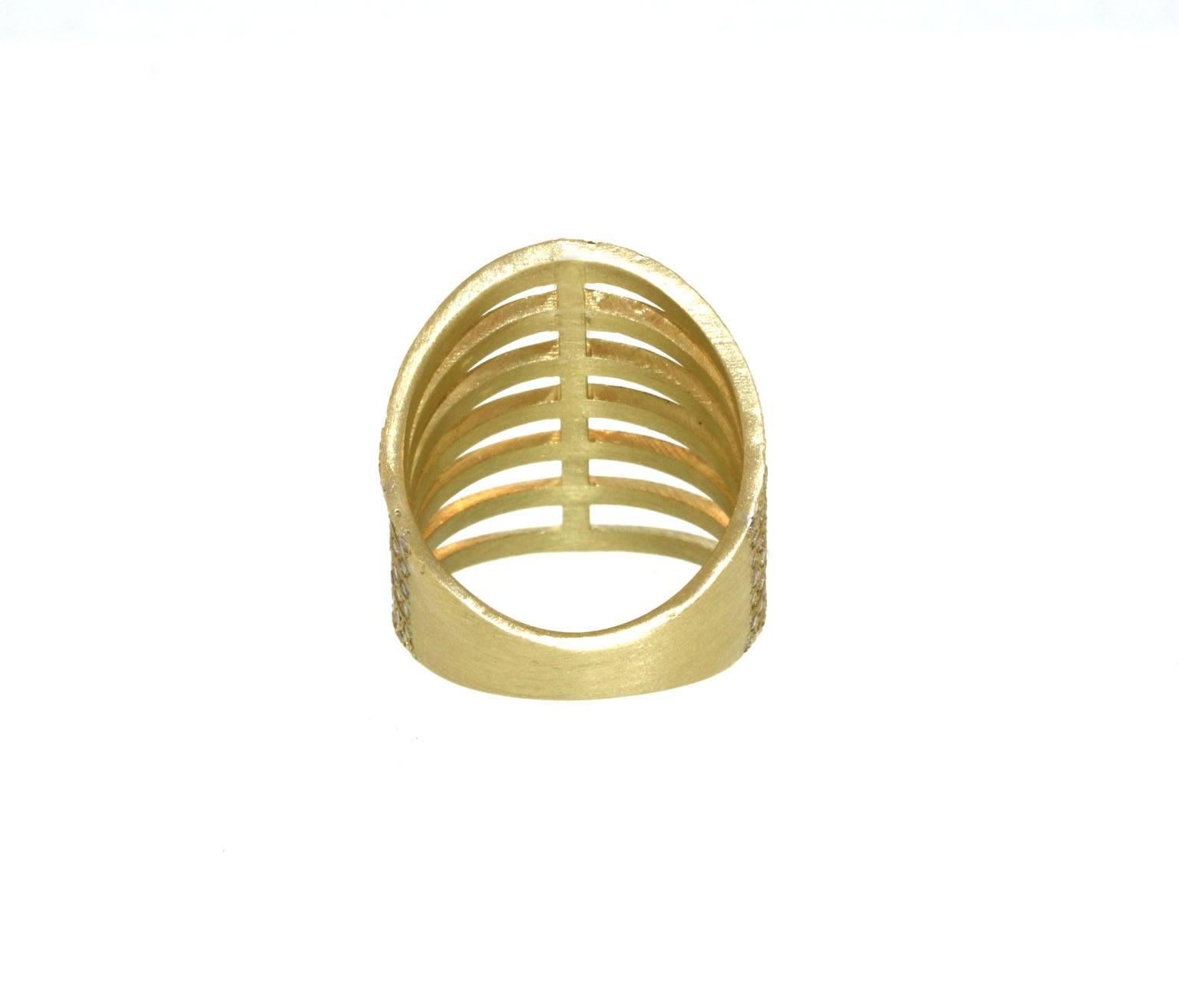 Pavé Diamond Gold Corset Ring In New Condition For Sale In Venice, CA