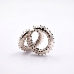 Edgy Jewelry 18 Karat White Gold "Rock'n'roll" Earring Hoops with Spikes