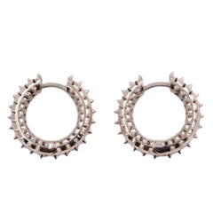 Edgy Jewelry 18 Karat White Gold "Rock'n'roll" Earring Hoops with Spikes