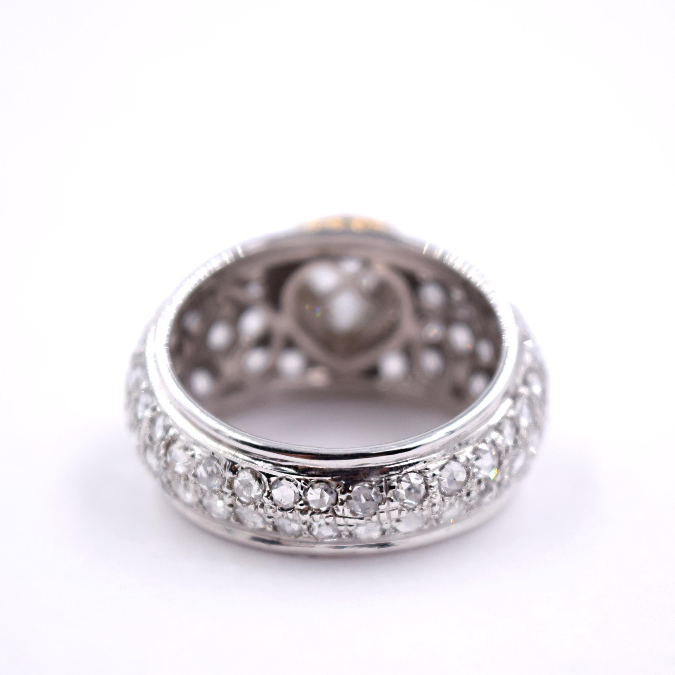 Sethi Couture 3.13 Carat Rose Cut Diamond Statement Ring in 18 Karat White Gold For Sale 1