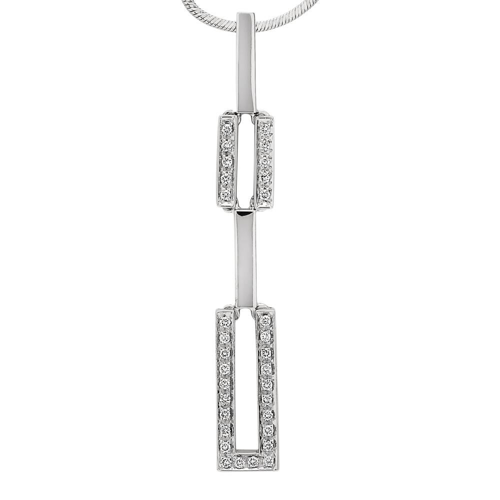 Diamond Necklace Art Deco Style Geometric Design, 18K White Gold  For Sale 1