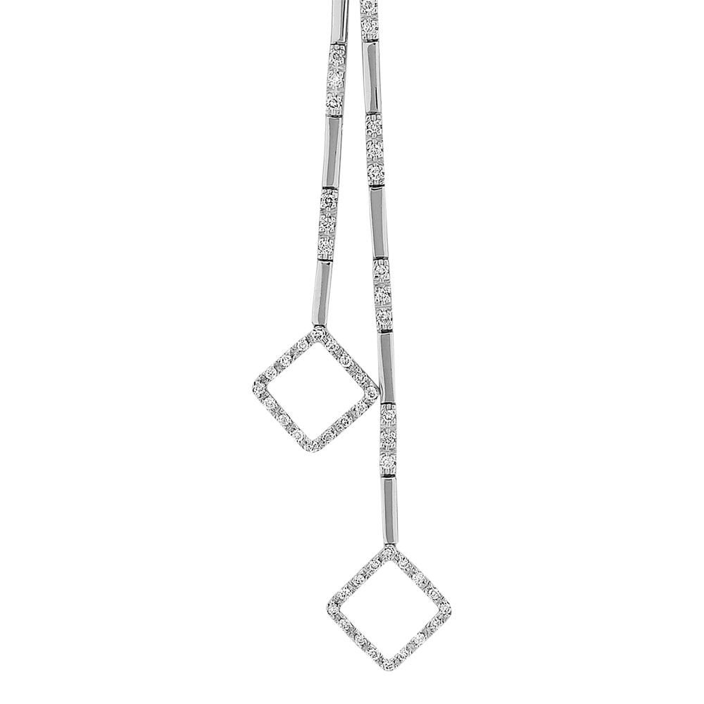 Collana con diamanti a goccia, geometria in stile Art Déco con maglie flessibili in oro bianco 18 carati In condizioni ottime in vendita a London, GB