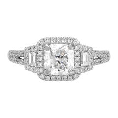 IGI Certified Diamond Engagement Ring, in 18K White Gold, Hand Cut Lucere