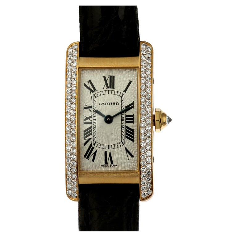 Cartier Tank Americaine Ladies Watch in Diamonds & 18 K Rose Gold For Sale