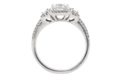 Certified Lucere - Modified Emerald 1.03ct Diamond Ring with Diamond Shoulders