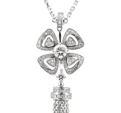 Bvlgari Diamond Fiorever Necklace with Tassel Pendant in 18K White Gold