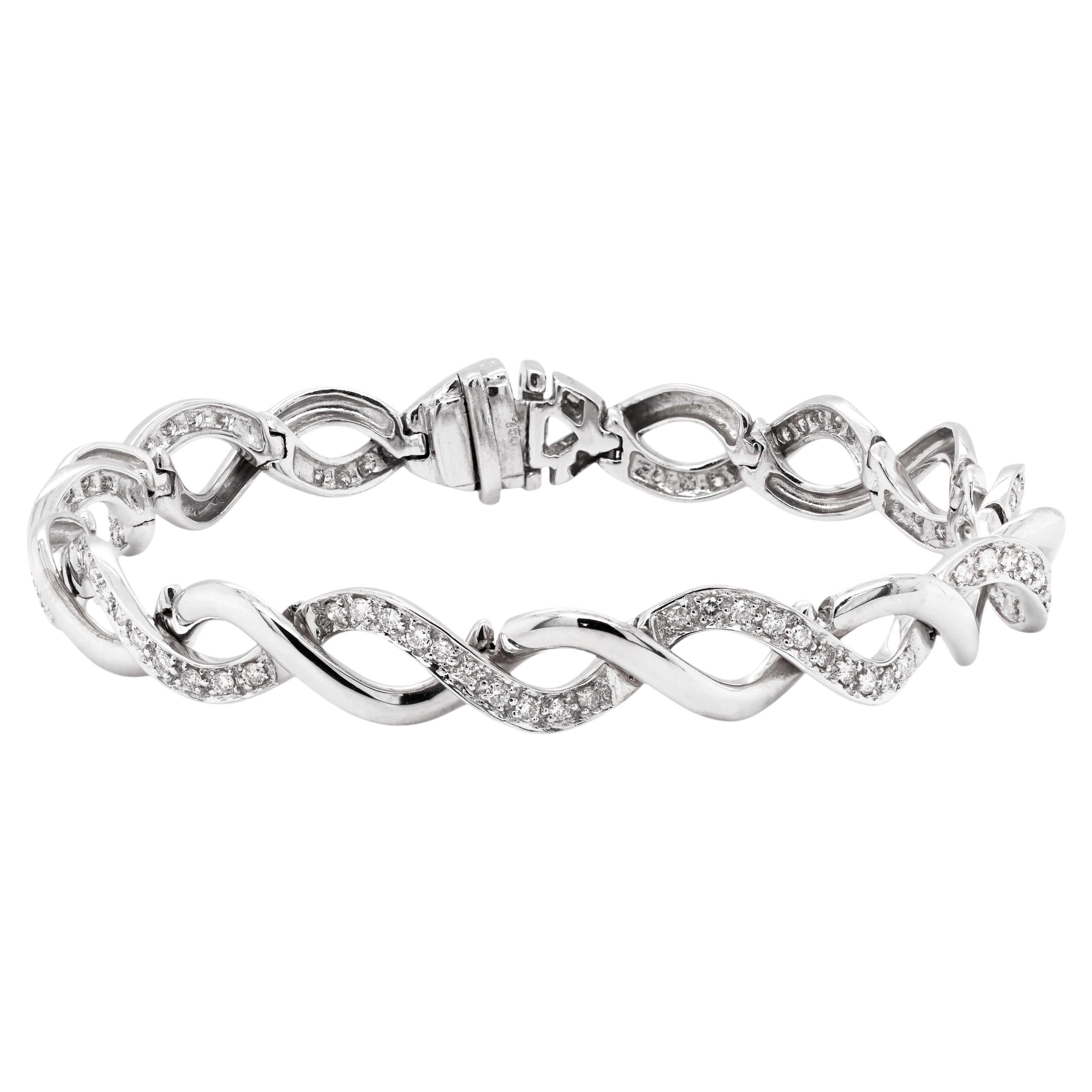 Diamond Infinity Link Bracelet in 18K White Gold Contemporary Luxury Estate