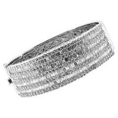 Diamond Bangle Wide 18ct White Gold Cuff with Nine Rows of 11ct Diamonds