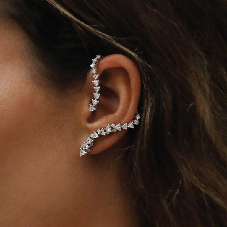 18 K White Gold And 2 23 Cts Colorless Diamonds Spear Earring Piece Spear Earring Piece By Alessa Jewelry Metal 18k White Gold Diamonds 2 23 Cts