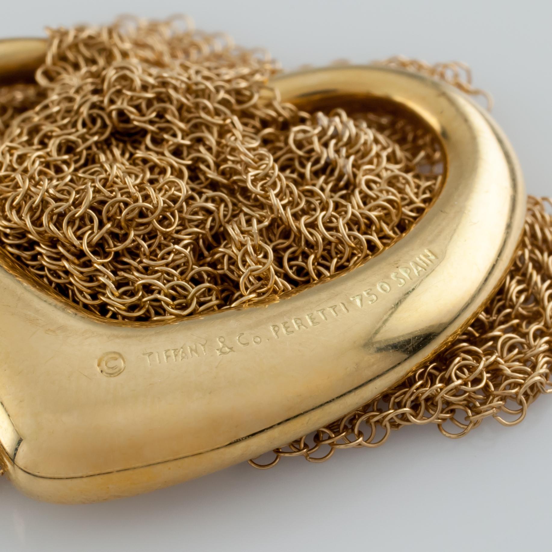 Tiffany & Co. Elsa Peretti Vintage 18 Karat Yellow Gold Open Heart Pendant 1