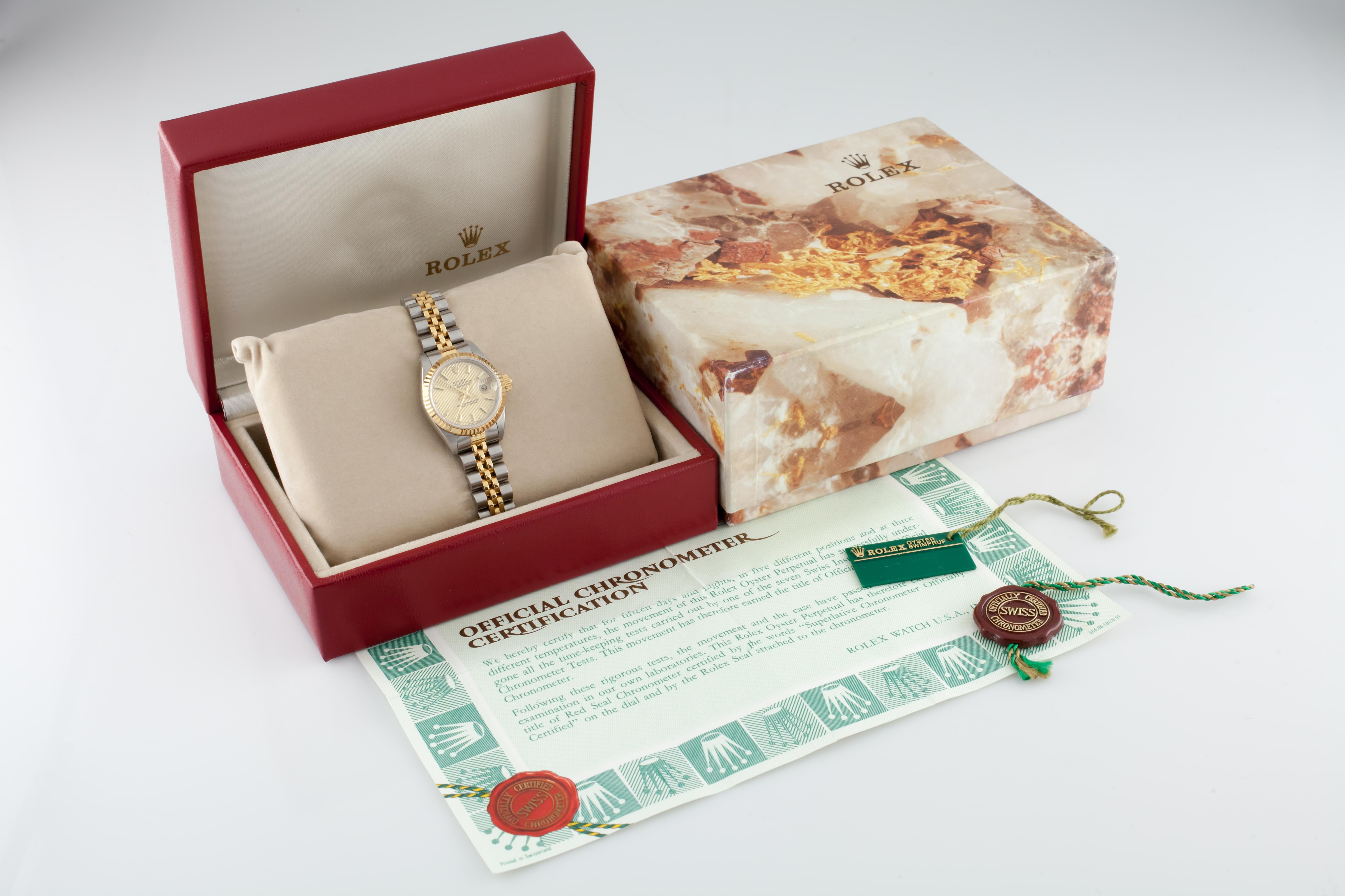 Rolex Women's OPDJ 69173 Two-Tone 18 Karat/SS with Original Box and Papers 4